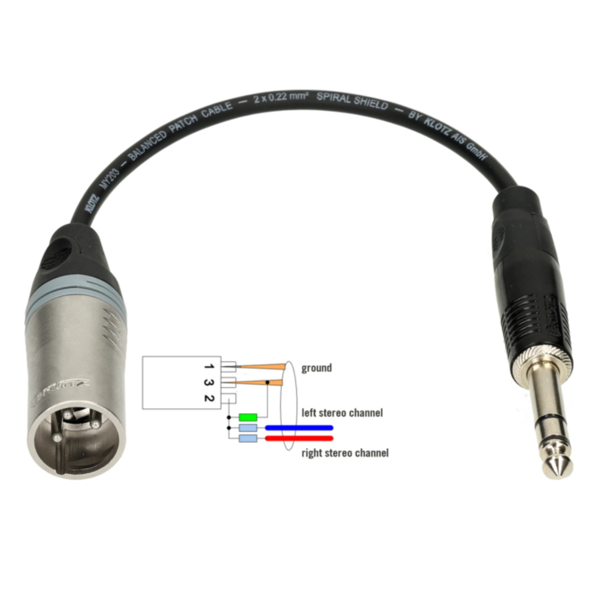 Adapter XLR 3p męski/jack 6.35mm