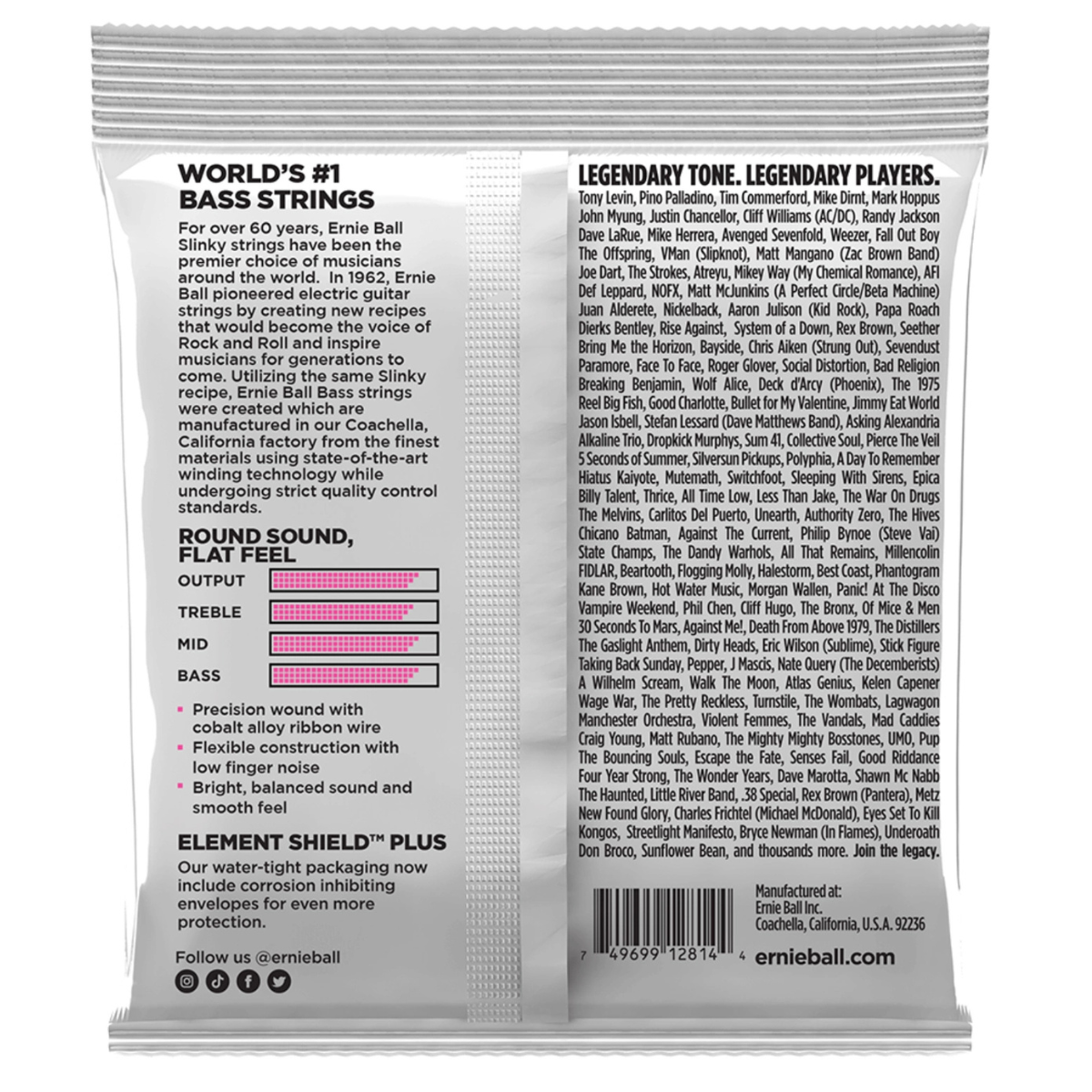 Ernie Ball Slinky Bass Flatwound 45-100 (EB 2814) struny do gitary basowej