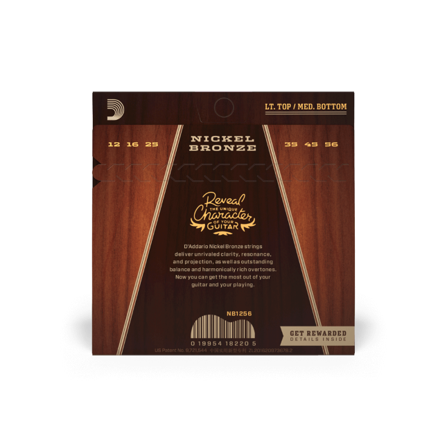 Struny do gitary akustycznej D'Addario NB1256 Light Top/Medium Bottom 12-56
