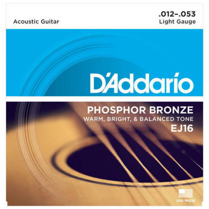 D'Addario EJ16 struny do gitary akustycznej Phosphor Bronze Light 12-53