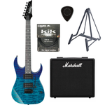 Zestaw gitara elektryczna Ibanez GRG120QASPBGD z combo Marshall CODE 25 i akcesoriami