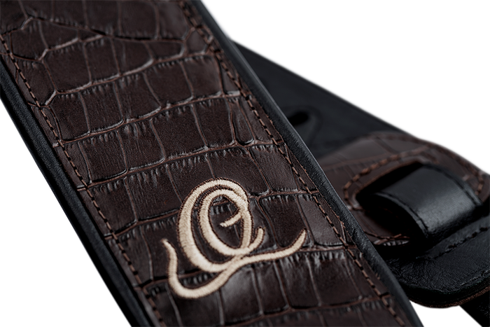 Pas do gitary skórzany Ortega OSCU-3 Dark Brown Lizzy ciemnobrązowy