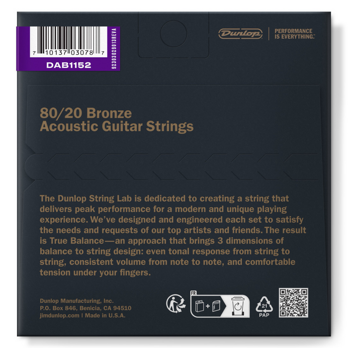 Struny do gitary akustycznej Dunlop DAB1152 80/20 Bronze 11-52