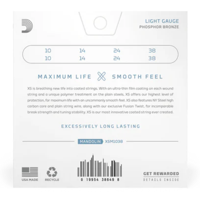 Struny do mandoliny D'Addario XSM1038 10-38 Phosphor Bronze