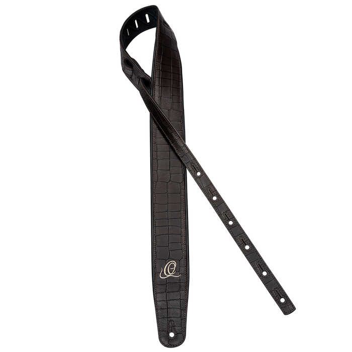 Pas do gitary skórzany Ortega OSCU-1 Dark Brown Croco ciemnobrązowy
