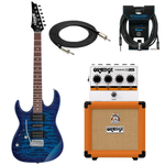 Zestaw gitara elektryczna leworęczna Ibanez GRX70QAL-TBB z kolumną i wzmacniaczem Orange