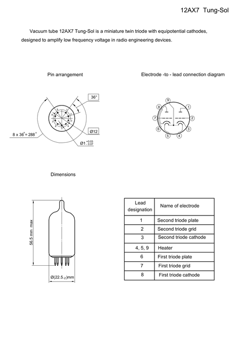 Tung-Sol 12AX7 ECC83 lampa elektronowa