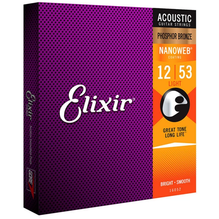 Elixir 16052 NanoWeb Phosphor Bronze 12-53 struny do gitary akustycznej