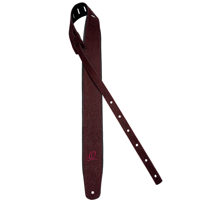 Pas do gitary skórzany Ortega OSBY-5 Byzantine Bordeaux bordowy