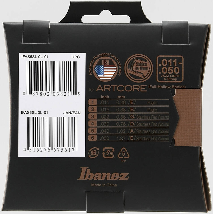 Struny do gitary elektrycznej Ibanez IFAS6SL 11-50 Jazz Light