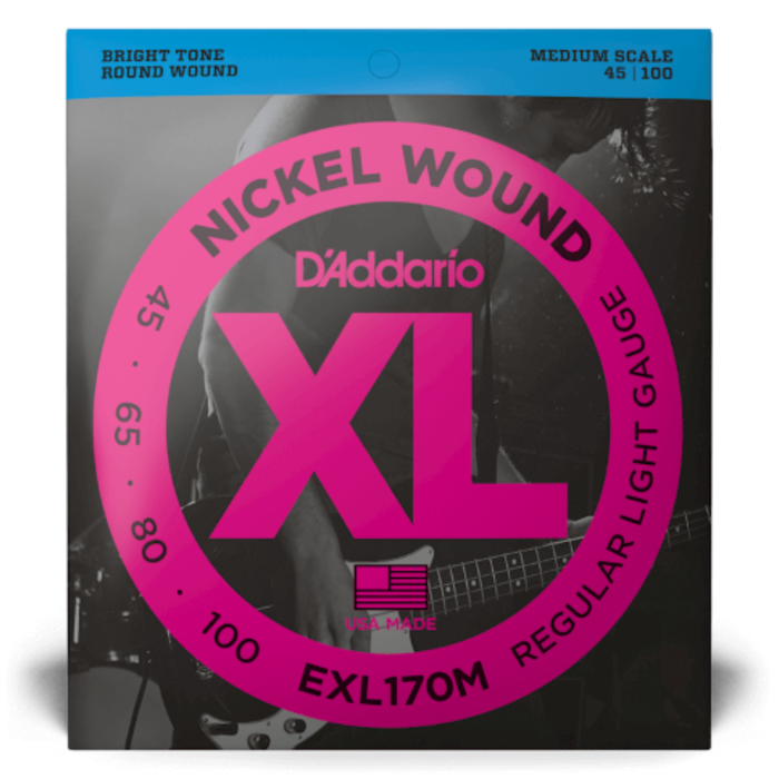 Struny do gitary basowej D'Addario EXL170M Regular Light 45-100 Medium Scale