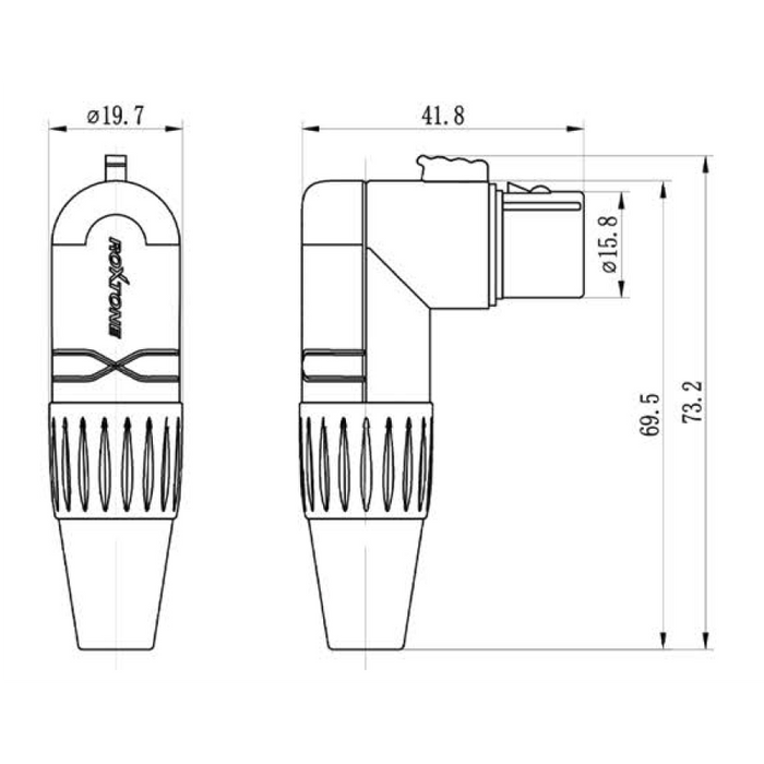 Gniazdo XLR żeńskie kątowe 3-pin Roxtone RX3RMP-NT