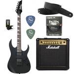 Zestaw gitara elektryczna Ibanez GRG121DX-BKF z combo Marshall MG15GFX Gold + akcesoria
