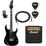 Zestaw gitarowy Ibanez GRG170DX-BKN gitara elektryczna superstrat z combo Marshall MG10G Gold i akcesoriami Ibanez 