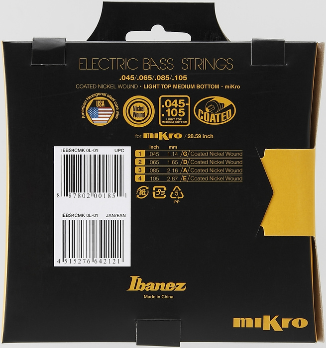 Struny do gitary basowej 4-strunowej miKro (krótka menzura) Ibanez IEBS4CMK 45-105 for miKro 28.59" Scale (1 komplet)