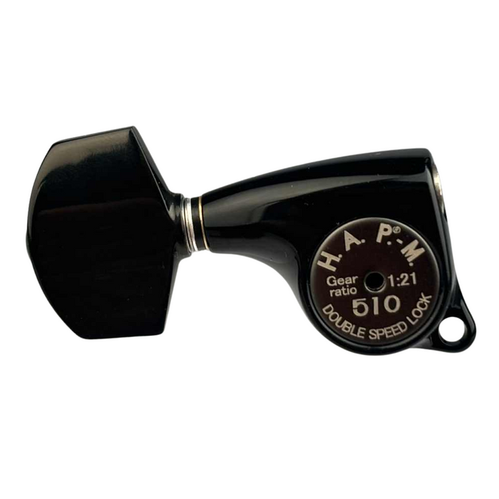 Klucze blokowane GOTOH SGL510Z-A01 HAPM czarne L3+R3 trzy lewe, trzy prawe klucze do gitary HAP-M