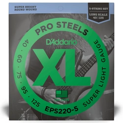 D'addario EPS220-5 pro steels struny do gitary basowej super light 40-125 long