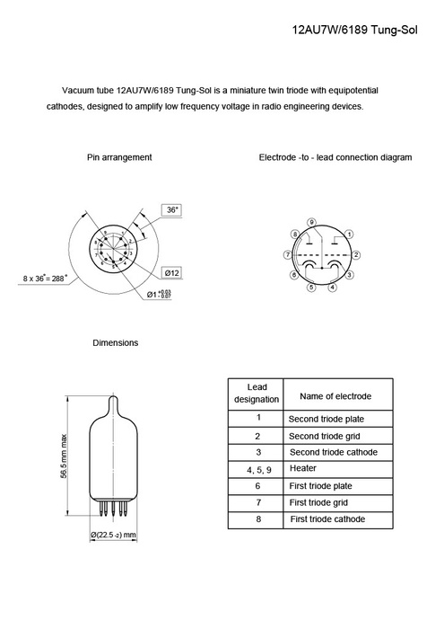 12AU7/ECC82 Tung-Sol lampa elektronowa