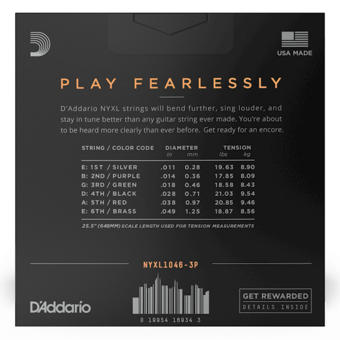 Zestaw strun do gitary elektrycznej D'Addario NYXL1046-3P 3PACK 10-46