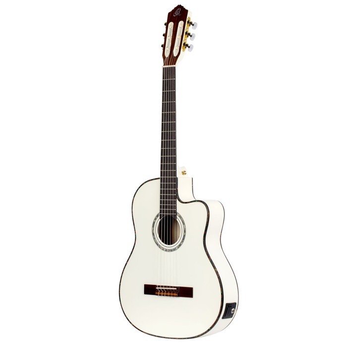 Gitara elektroklasyczna Ortega RCE145WH biała 4/4 z pokrowcem