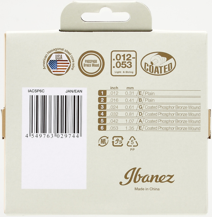 Struny do gitary akustycznej Ibanez IACSP6C 12-53 Light