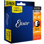 Elixir 16540 Nanoweb Super Light 3-pack 9-42 zestaw trzech kompletów strun do gitary elektrycznej