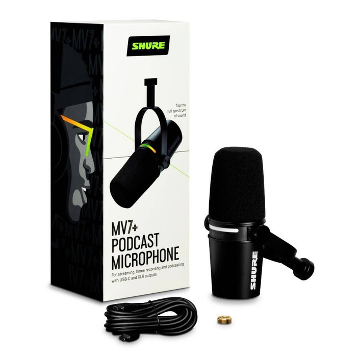 Zestaw do podcastów mikrofon Shure MV7+K XLR/USB-C + statyw 23840 König & Meyer