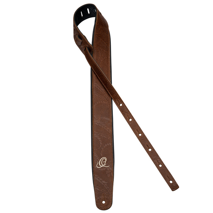 Pas do gitary skórzany Ortega OSCU-2 Natural Brown Flora naturalny brąz