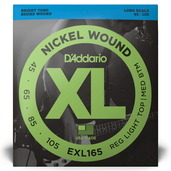 D'Addario EXL165 Niklowane struny do gitary basowej 45-105 długie z owijką