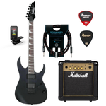 Zestaw gitarowy Ibanez GRG121DX-BKF gitara elektryczna superstrat z combo Marshall MG10G Gold i akcesoriami