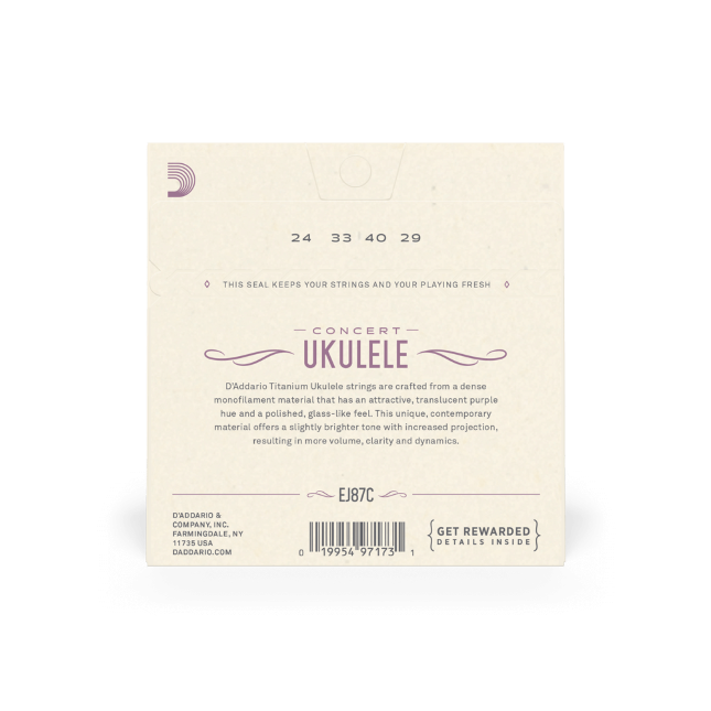 Struny do ukulele koncertowego D'Addario EJ87C Titanium