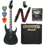 Zestaw gitara elektryczna Ibanez GRG121DX-BKF z combo Marshall MG15GFX Gold + akcesoria