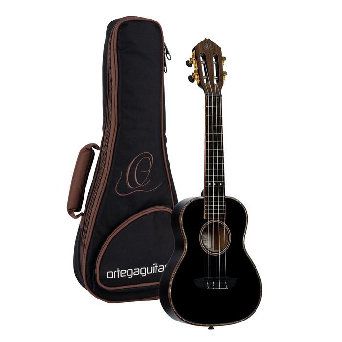 Ukulele koncertowe Ortega RUOX-CC Onyx czarne połysk świerk/mahoń + pokrowiec
