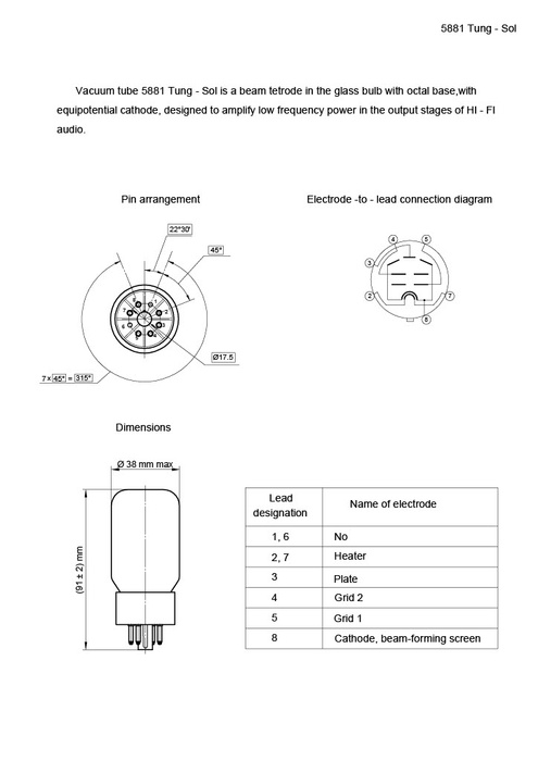 5881 Tung-Sol Platinum Matched lampa elektronowa
