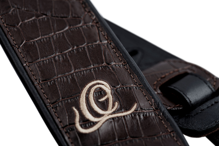 Pas do gitary skórzany Ortega OSCU-3 Dark Brown Lizzy ciemnobrązowy
