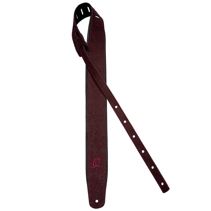 Pas do gitary skórzany Ortega OSBY-5 Byzantine Bordeaux bordowy