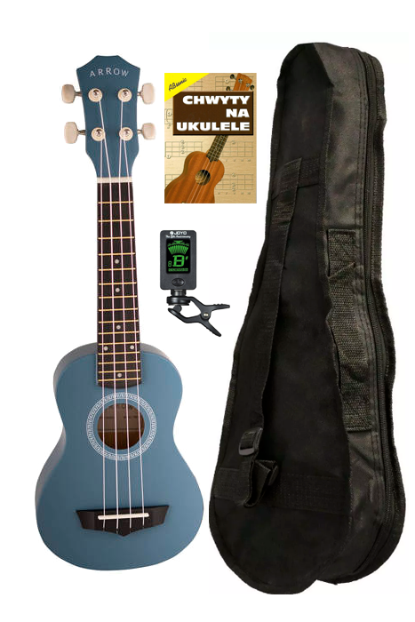 Zestaw ukulele sopranowe niebieskie z pokrowcem + akcesoria Arrow PB10 B2 Soprano Blue