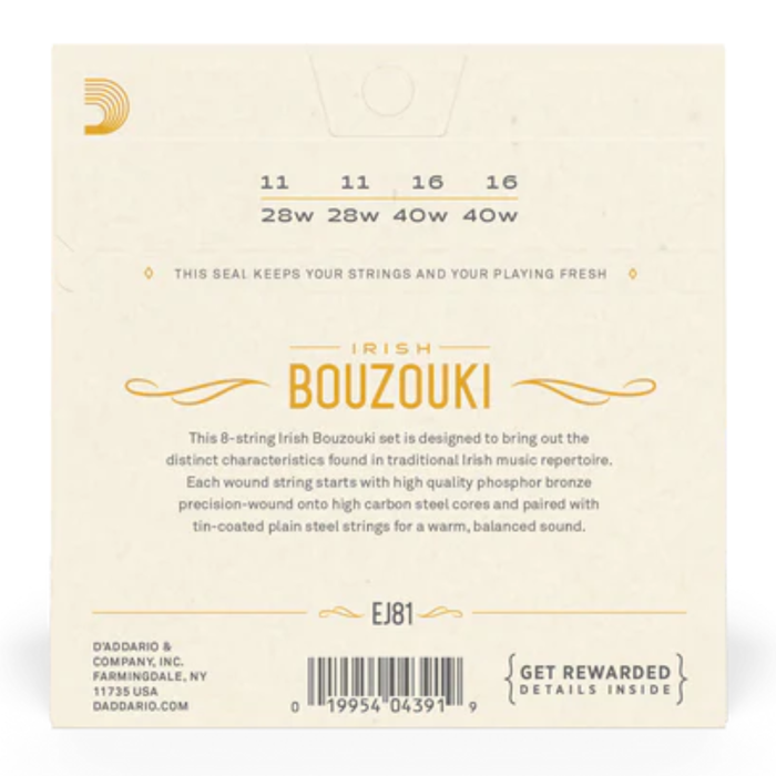 Struny D'Addario Irish Bouzouki Phosphor Bronze 8 strun