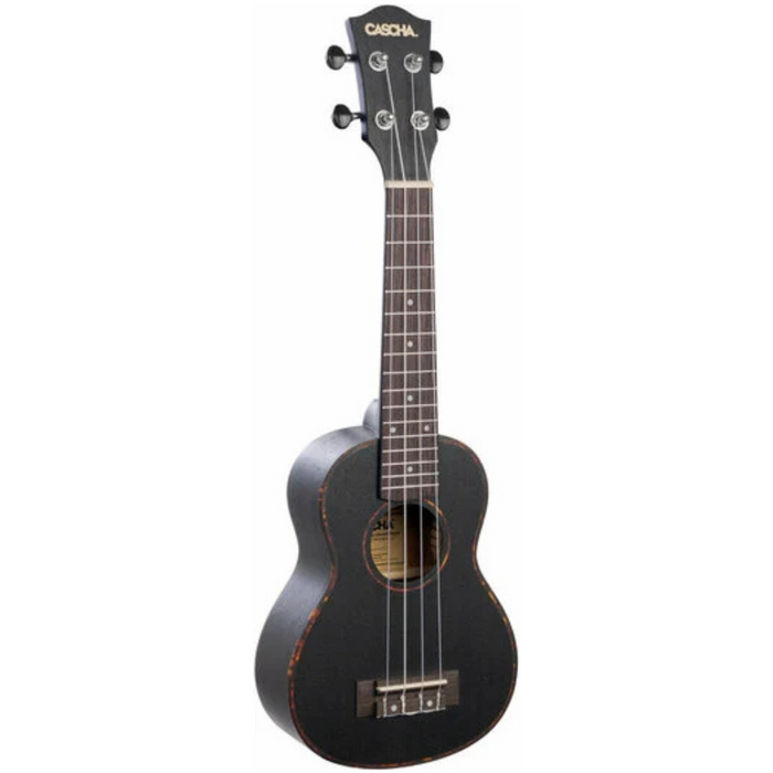 Ukulele Sopranowe czarne z mahoniu Cascha Premium HH 2262 zestaw