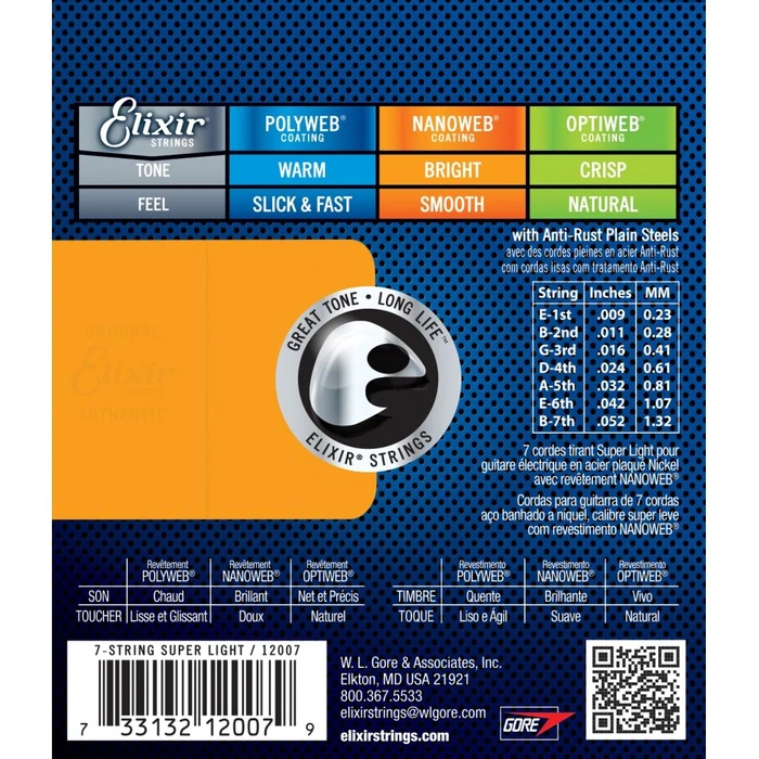 Elixir 12007 SuLt (09-52) NW struny do gitary elektrycznej 7-strunowej