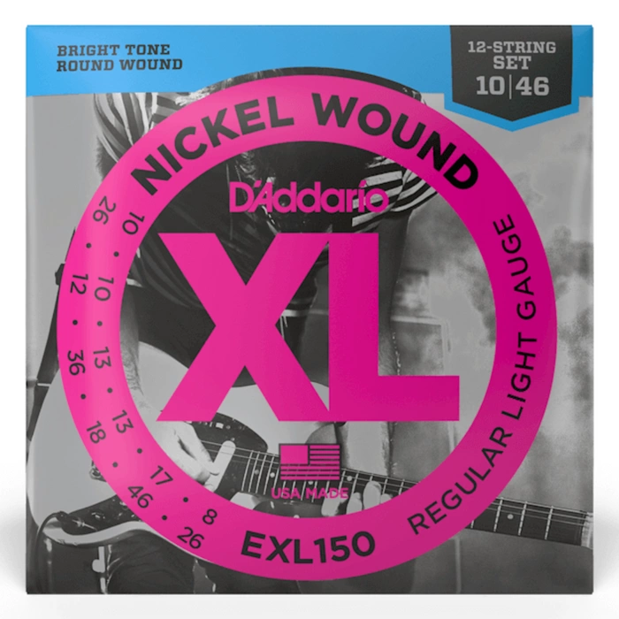 D'Addario EXL150 Niklowane struny do gitary elektrycznej dwunastostrunowej 10-46