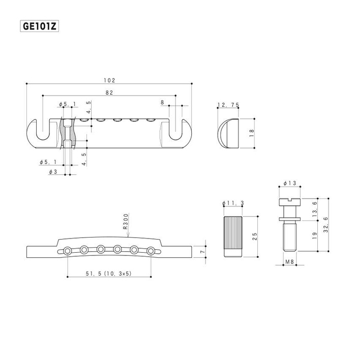 Zaczep strun GOTOH GE101Z Nikiel do mostków tune-o-matic