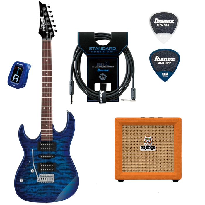 Zestaw gitarowy Ibanez GRX70QAL-TBB gitara elektryczna leworęczna z combo Orange Crush Mini