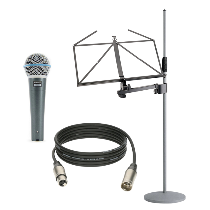 Zestaw wokalny Shure BETA58A ze statywem, pulpitem i kablem Klotz 5m