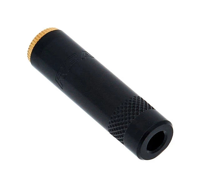 Gniazdo jack 3,5mm na kabel stereo Rean NYS240BG czarny ze złoconymi stykami