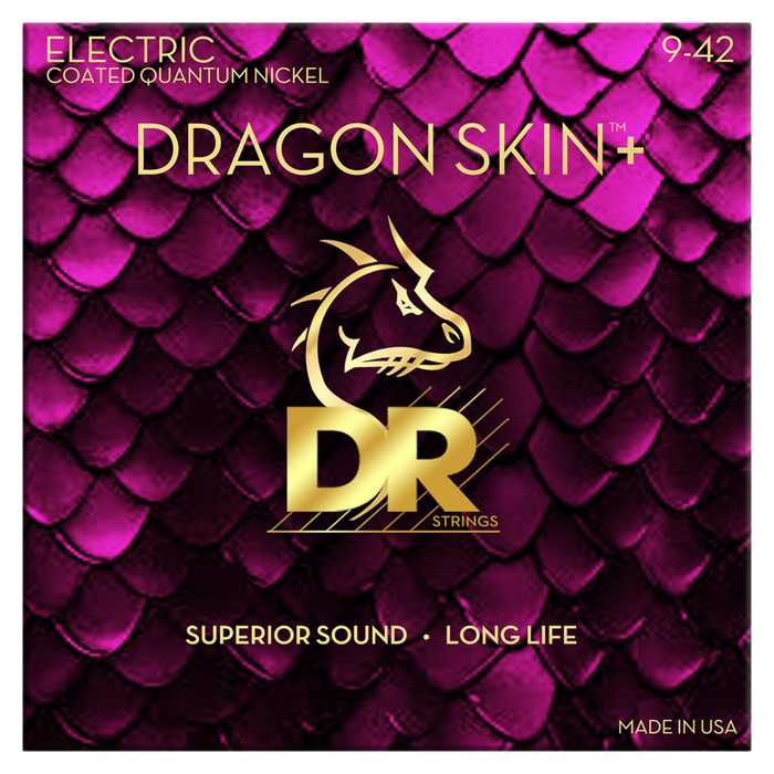 Struny do gitary elektrycznej DR DEQ 9-42 Dragon Skin+ Quantum Nickel