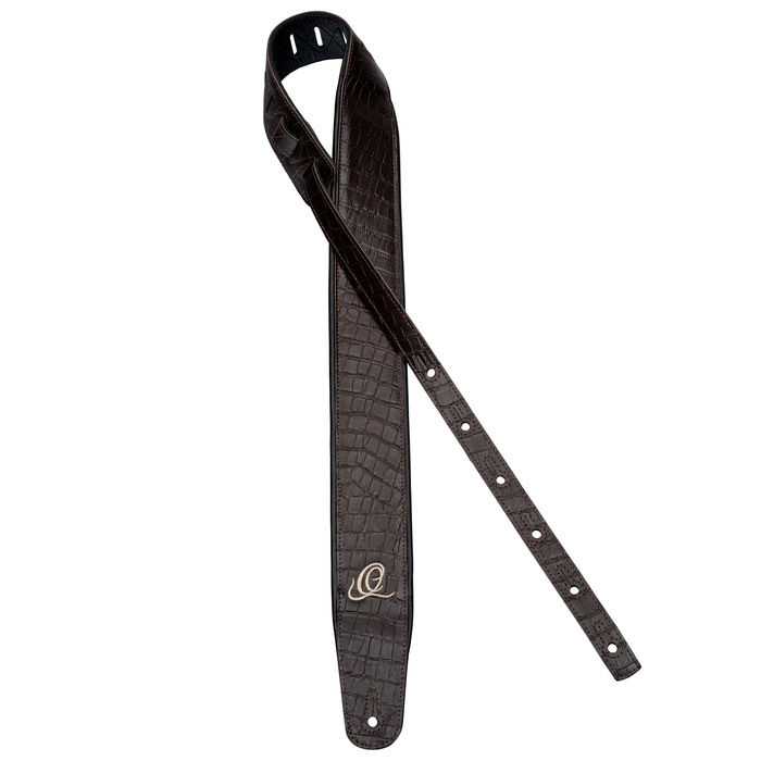 Pas do gitary skórzany Ortega OSCU-3 Dark Brown Lizzy ciemnobrązowy
