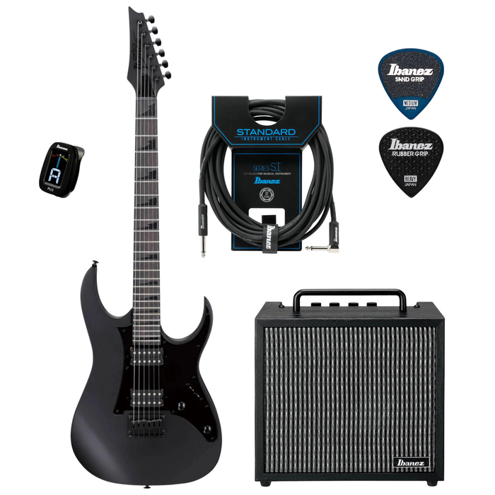 Zestaw gitarowy Ibanez GRGR131EX-BKF gitara elektryczna z combo Ibanez i akcesoriami
