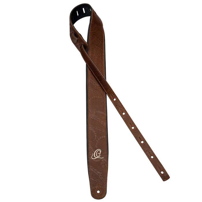 Pas do gitary skórzany Ortega OSCU-2 Natural Brown Flora naturalny brąz