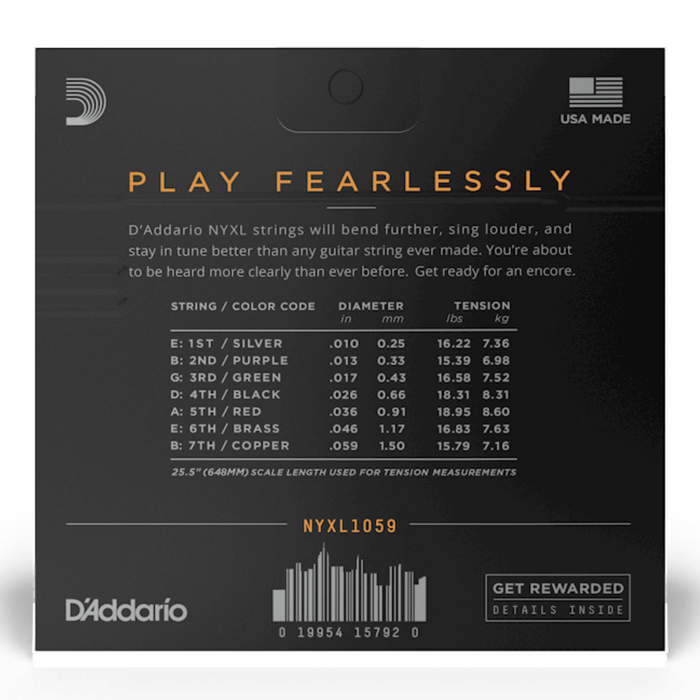 Struny do gitary elektrycznej 7-strunowej D'Addario NYXL1059 10-59